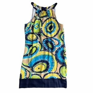 Trina Turk Los Angeles Silk Halter Dress Funky Floral Print‎ Size 2